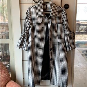 Houndstooth long button up jacket